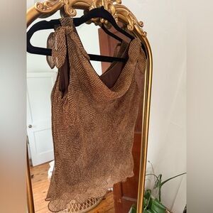 Y2K Snakeskin Print Sleeveless Blouse